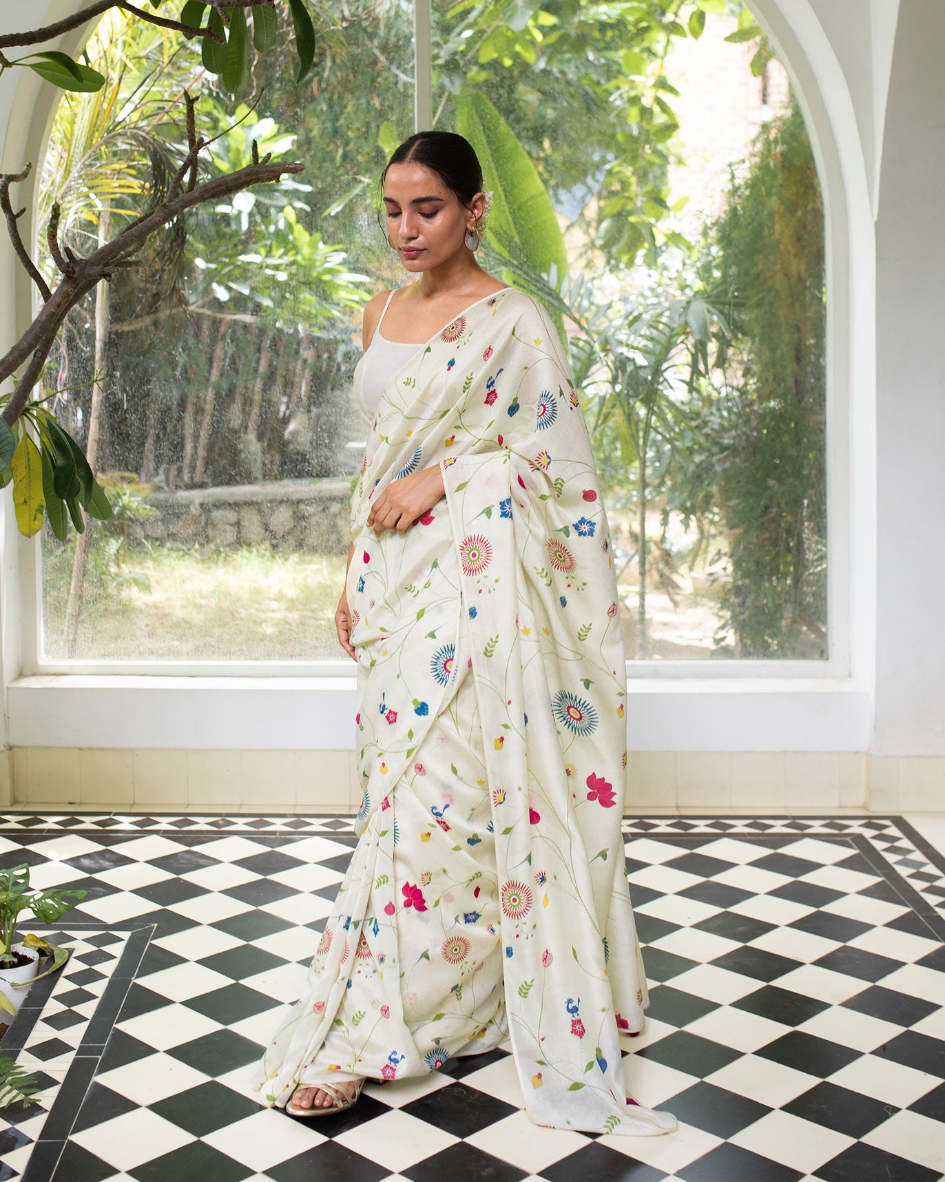 Jaal Printed Sari - Multi Color