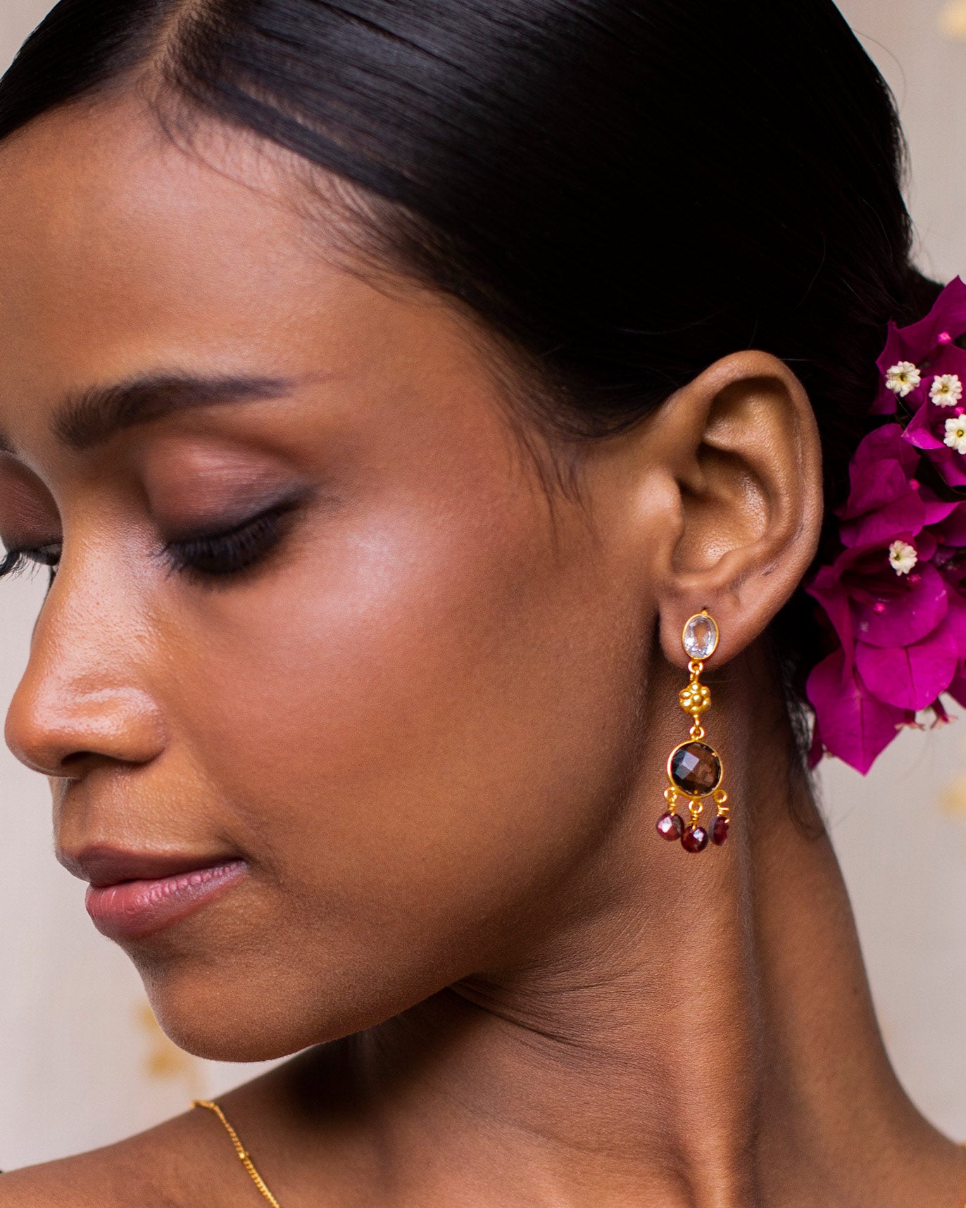 Nayab Earrings- Charcoal & Red