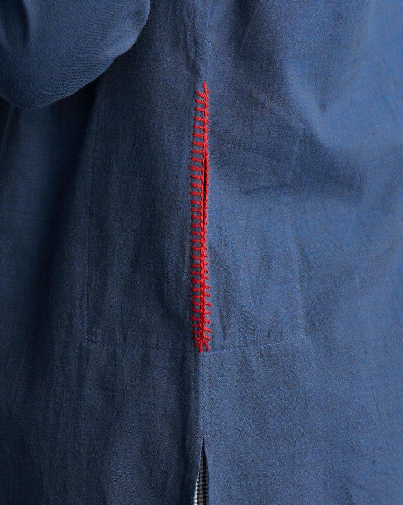 Kantha Stitch Kurta - Navy