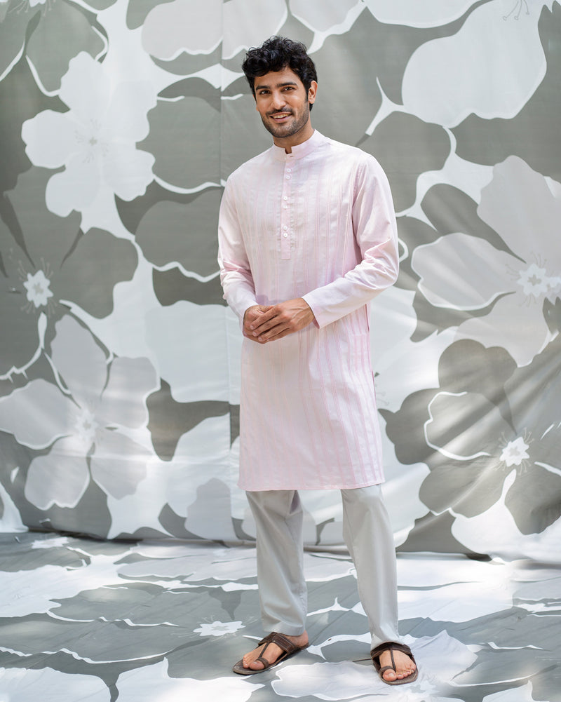 Long Pleated Kurta - Pink