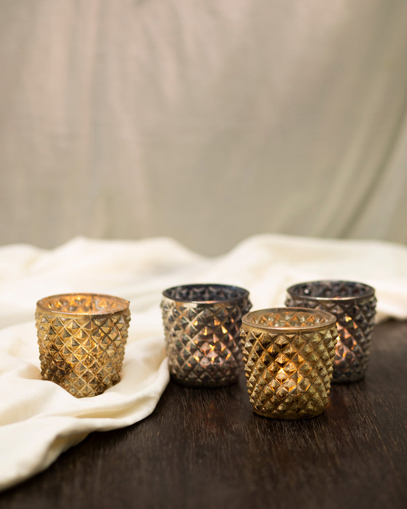 Charcoal and Gold Votive (Set of 4)
