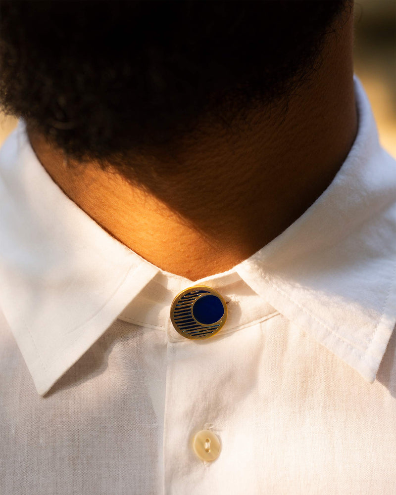 Luna Button Pin - Navy