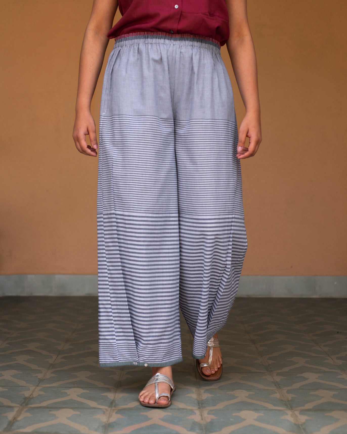 Buy PAPERBAGSTYLE CINCHED WAIST GREIGE TROUSER for Women Online in India