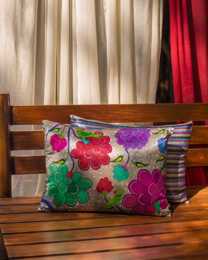 Tota Flower Cushion Cover - Grey
