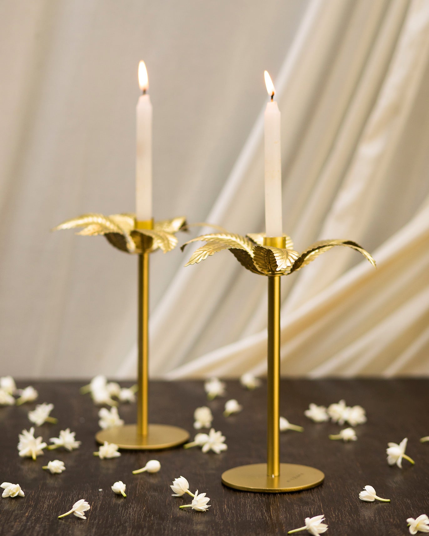 Palm Candle Stand & Tapered Candle (Set of 2)