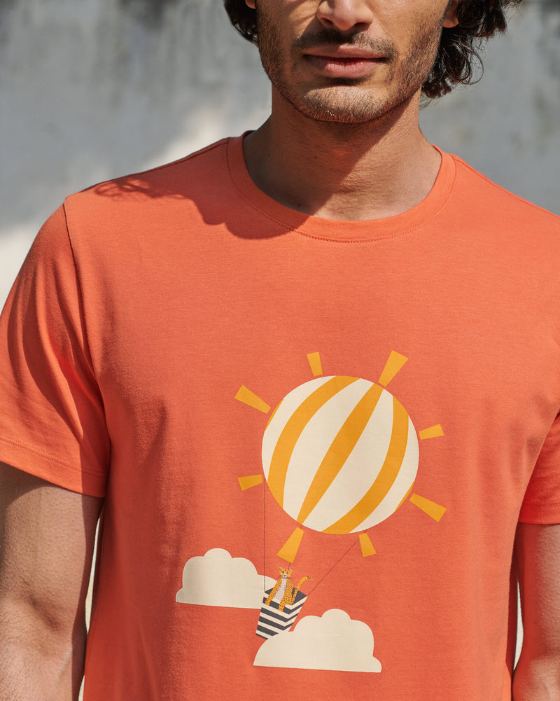 Hot Sun Balloon T-Shirt - Coral