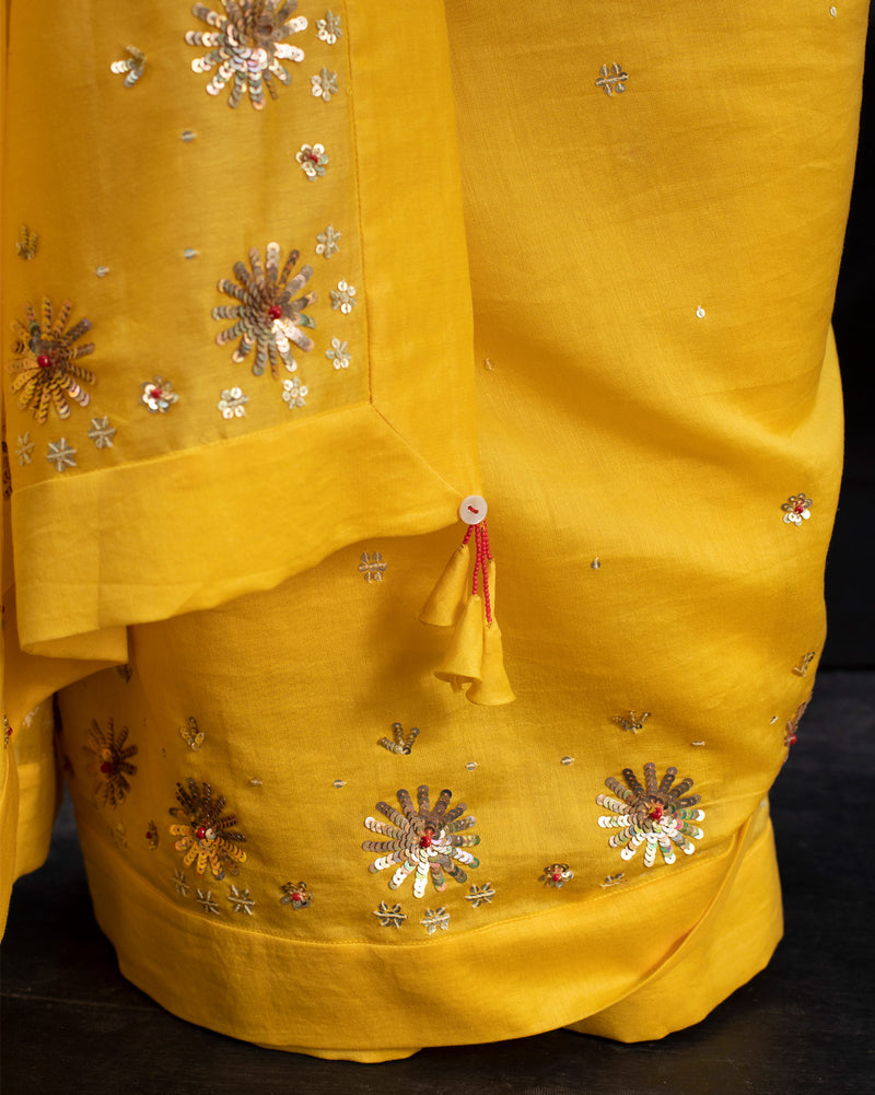 Galaxy Sari- Yellow & Gold