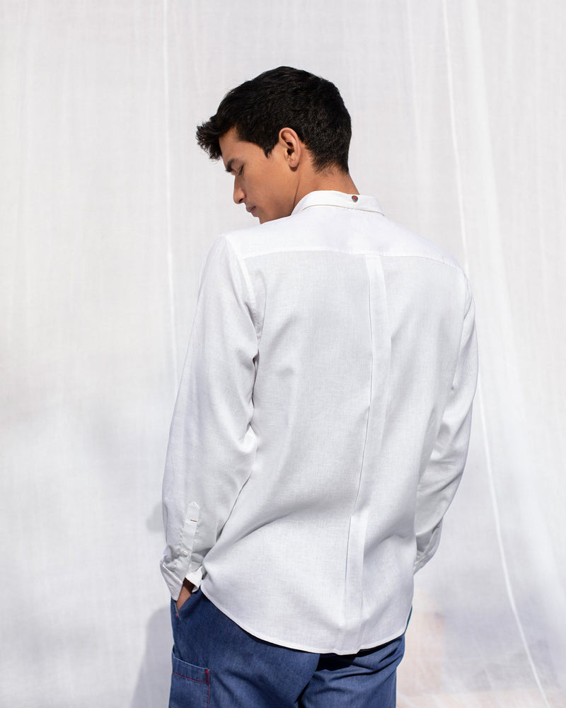 Pleated Placket Shirt - White