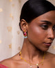 Gulab Earrings - Fuchsia & Aqua