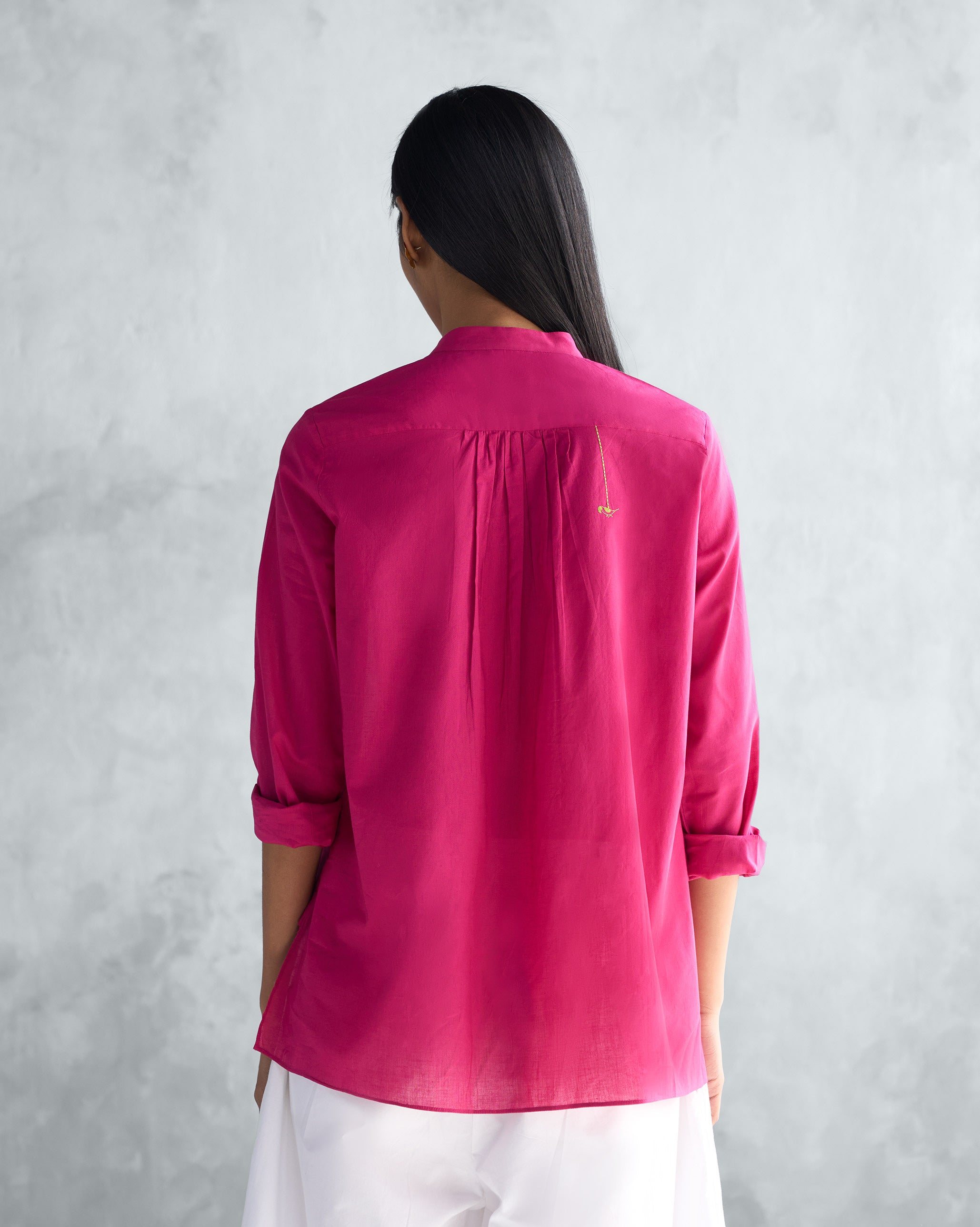 Mandarin Collar Top - Berry