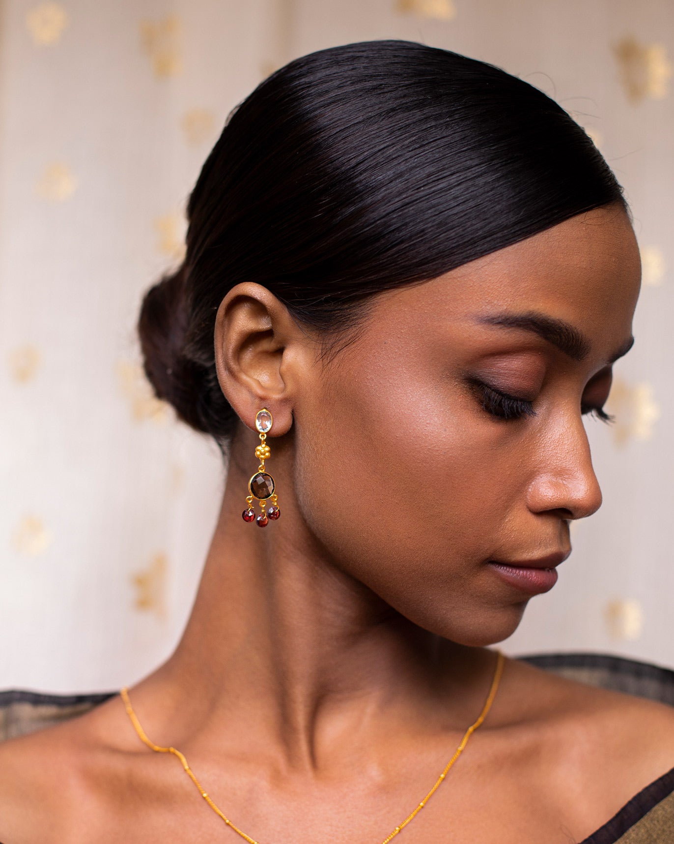 Nayab Earrings- Charcoal & Red