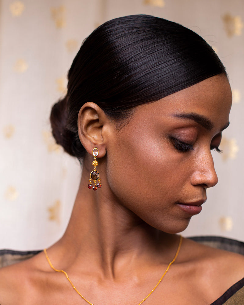 Nayab Earrings- Charcoal & Red