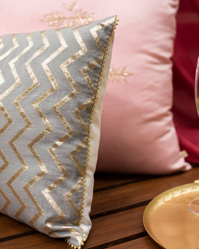 Chevron Chanderi Cushion Cover