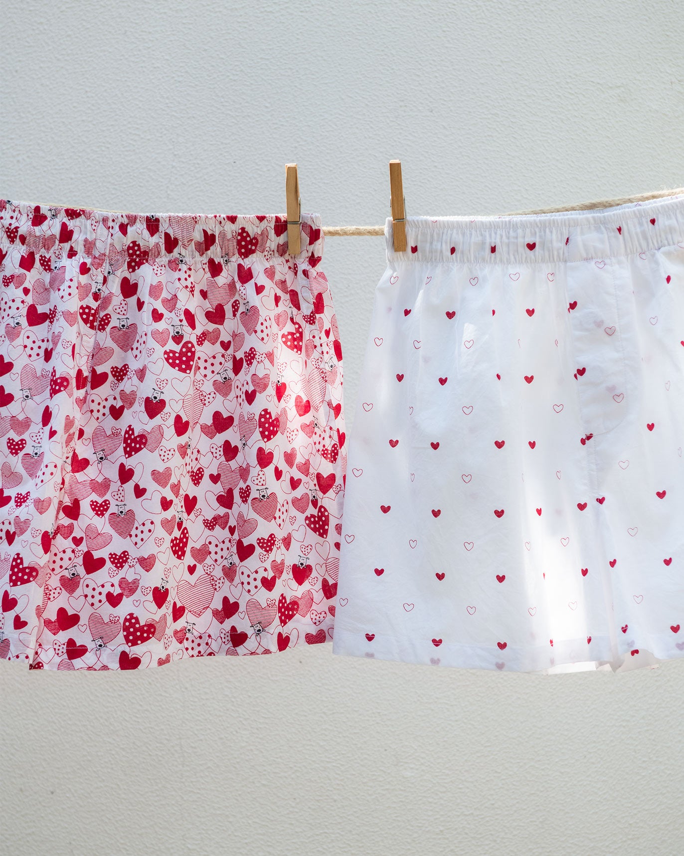 Big Hearts Puppies Boxers (Set of 2) - Ivory & Red
