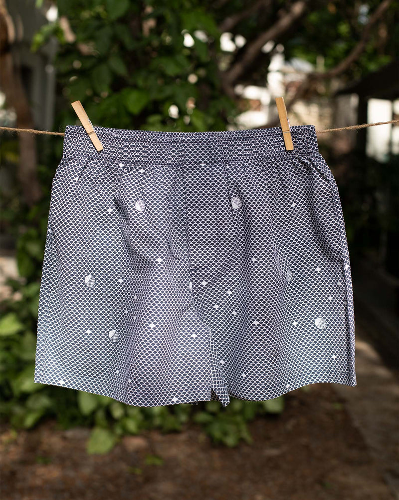 Fishy Boxer Set - Blue & Ivory