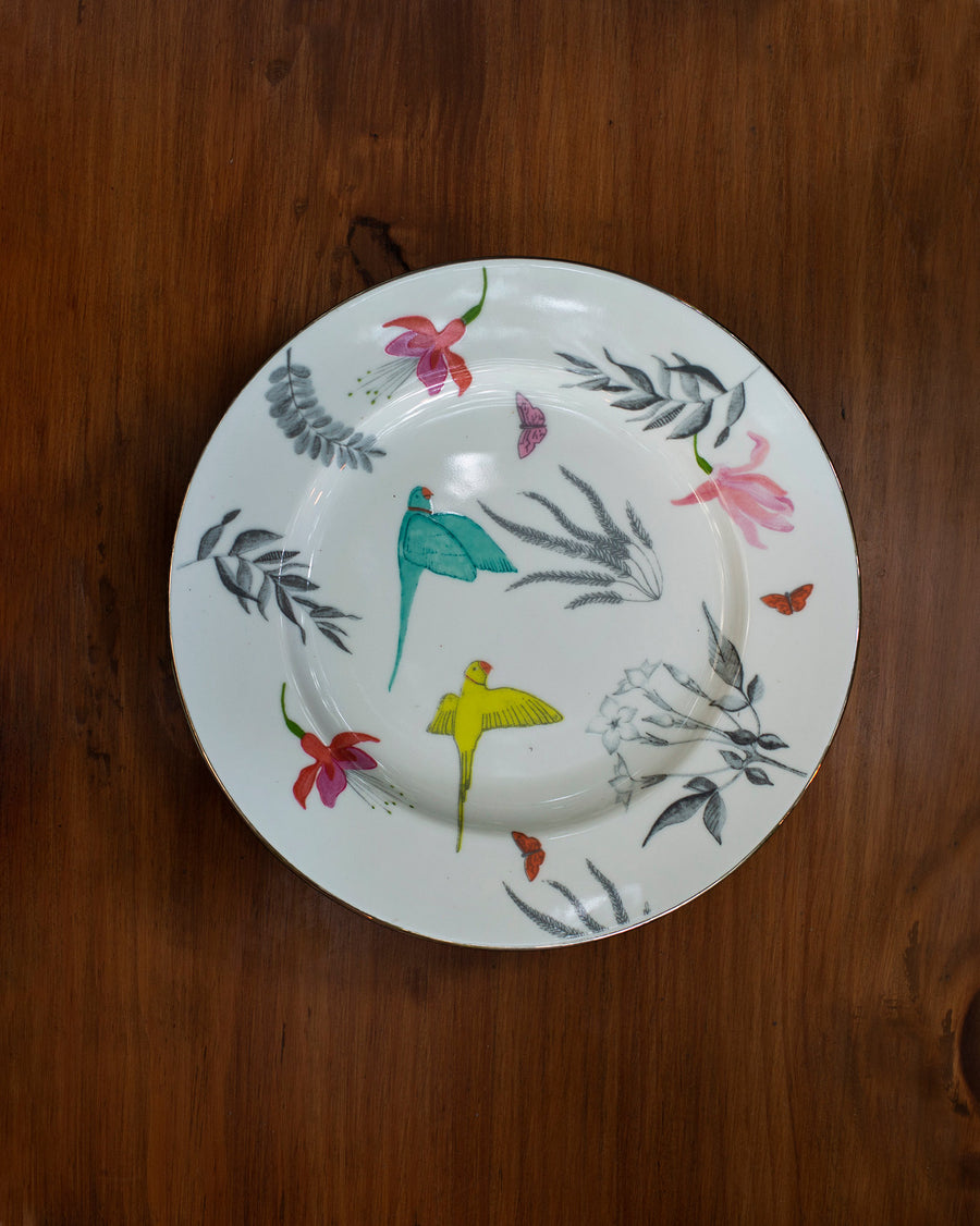 The plate from above on a wooden table