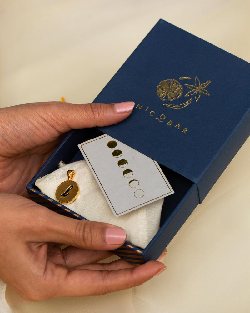 Alphabet L Charm- Black & Gold