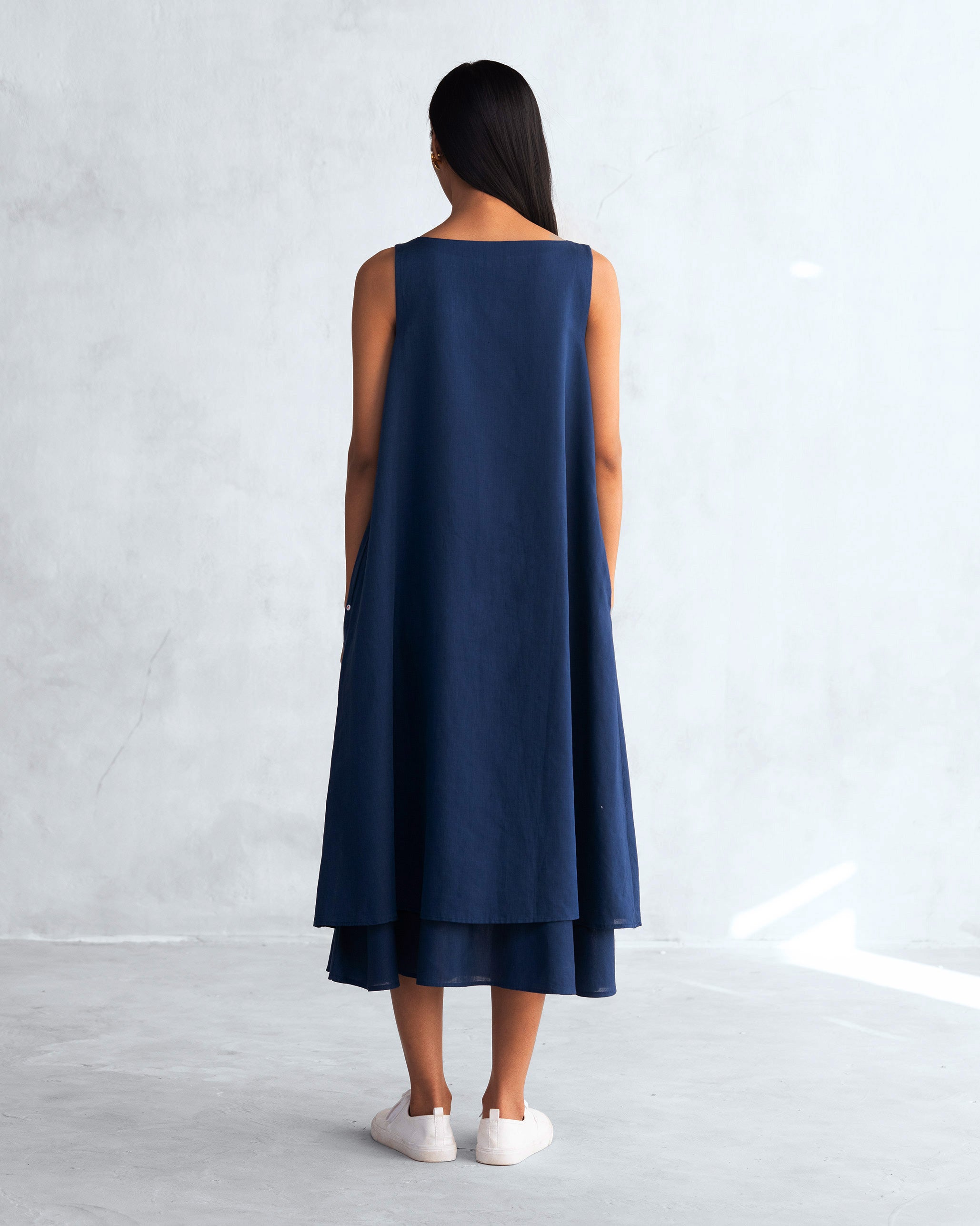 Double Layer Dress - Indigo