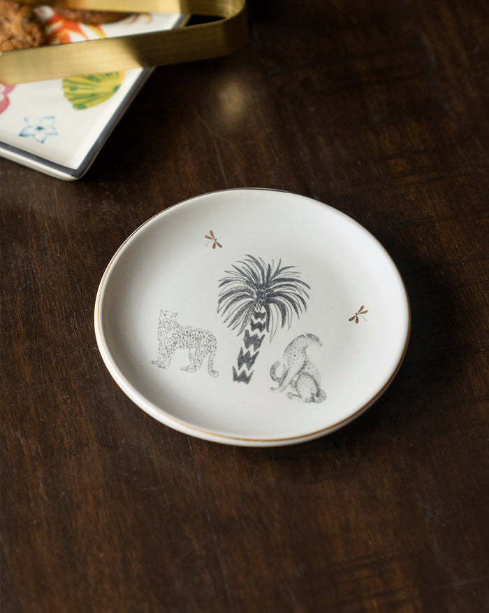 A white plate seen close