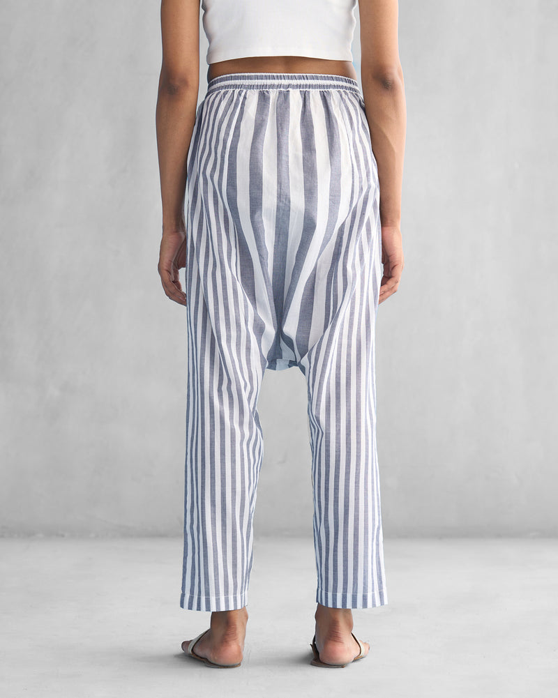 Toddy Panelled Pants - White & Blue