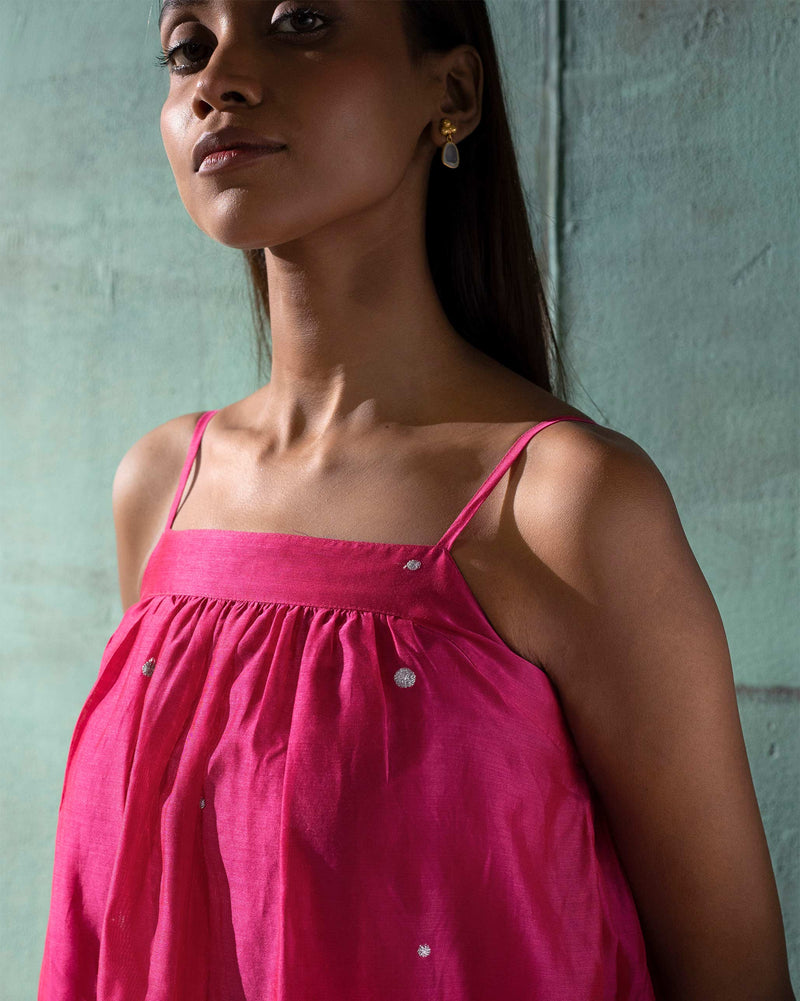 Back Bow Dress - Pink & Silver
