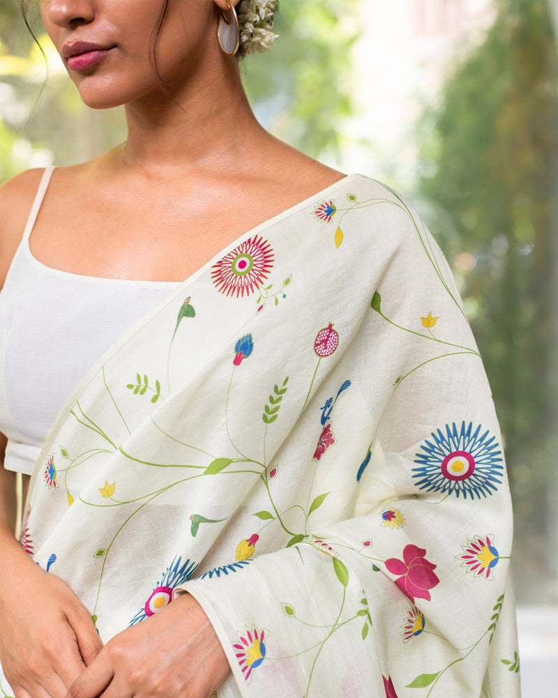 Jaal Printed Sari - Multi Color