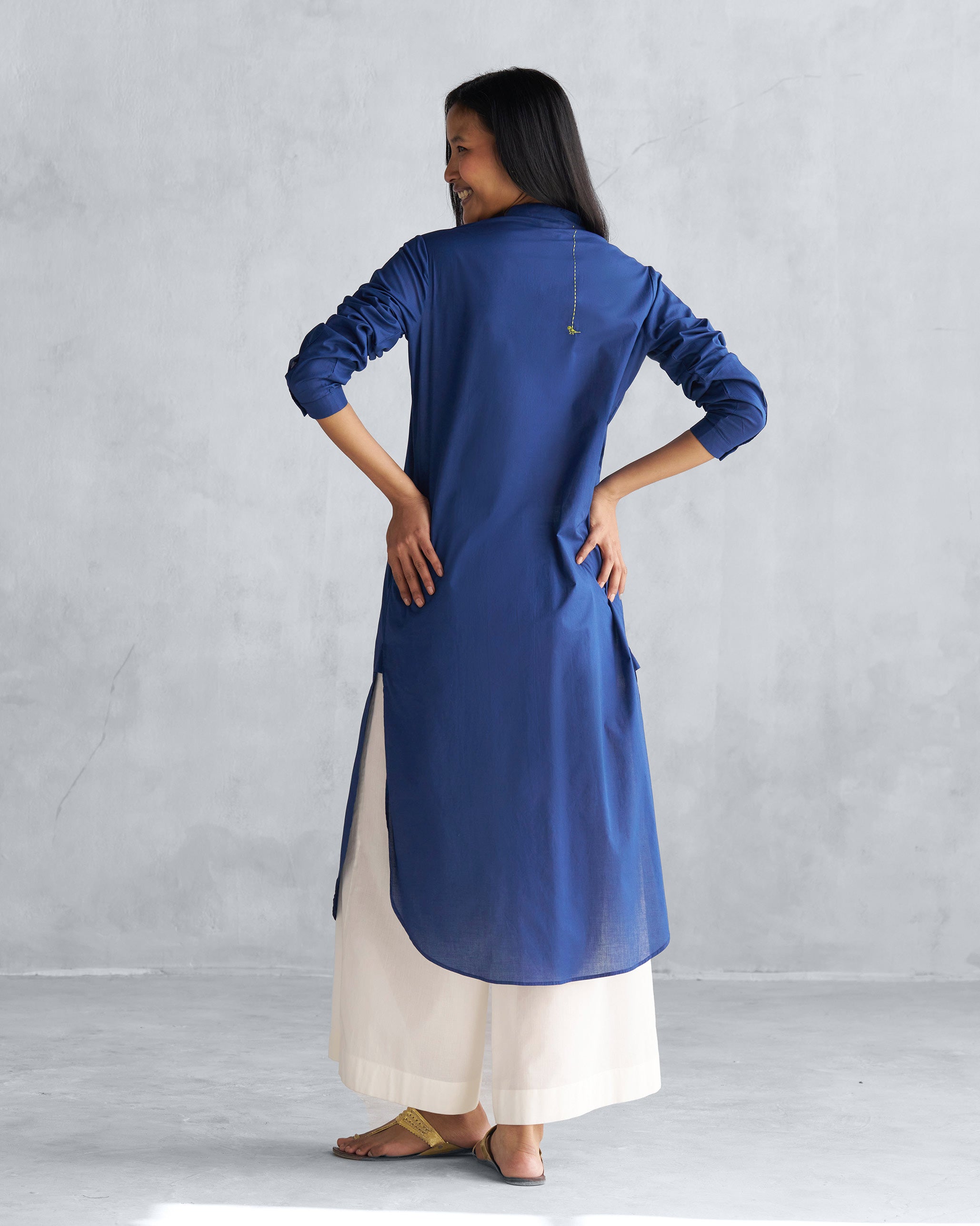 Basic Long Length Kurta - Blue