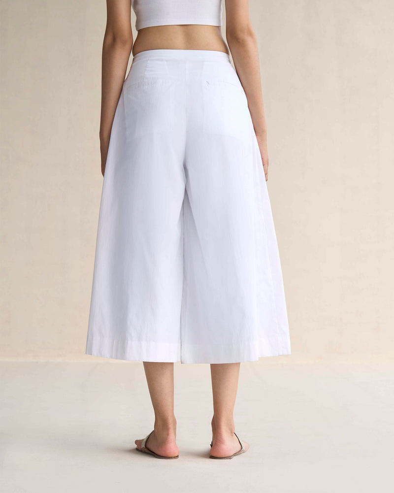 Pleated Flare Culottes - White