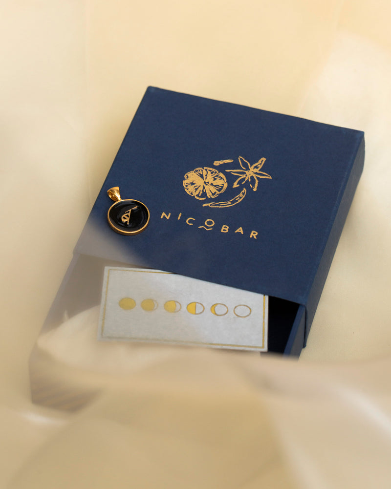 Alphabet B Charm- Black & Gold