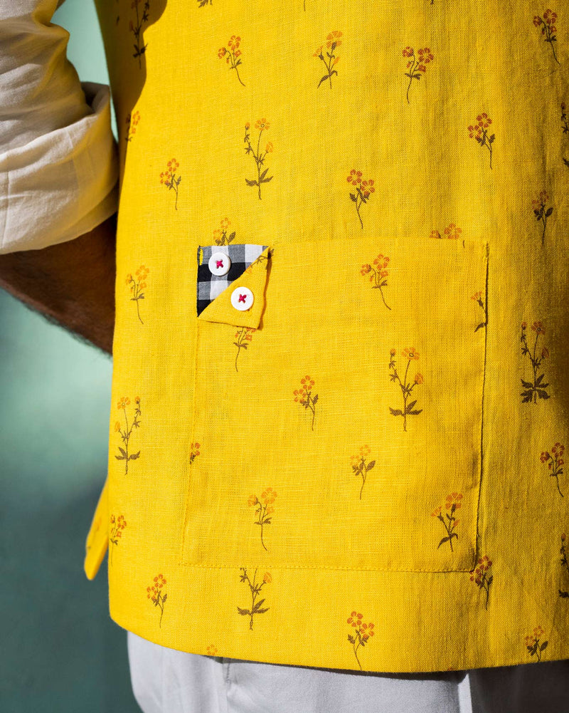 Jodhpur Nehru Jacket - Yellow