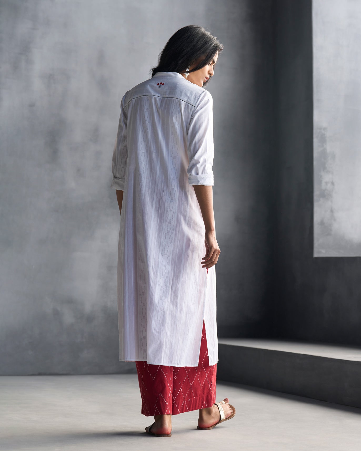 Mandarin Collar Kurta - White