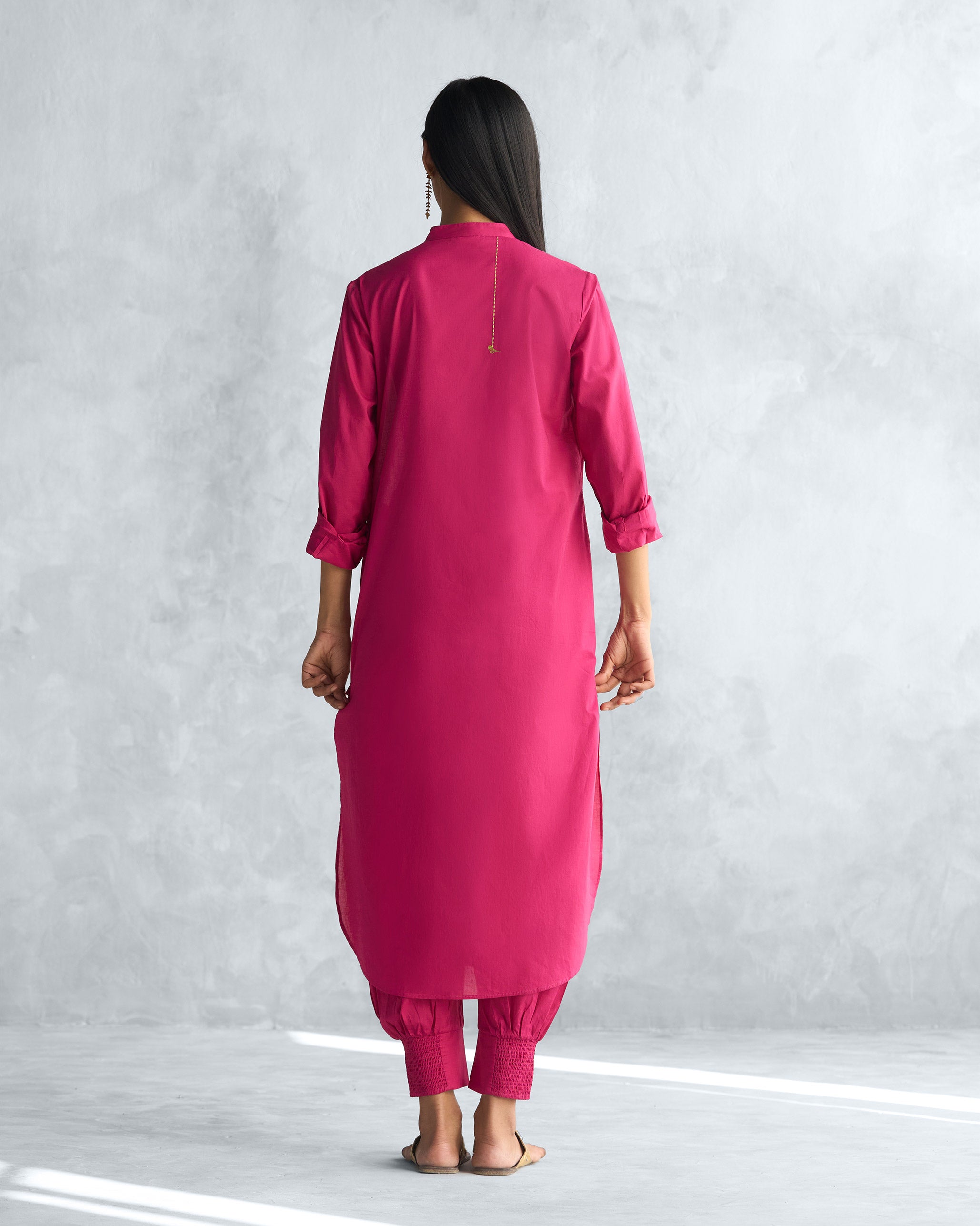 Basic Long Length Kurta - Berry