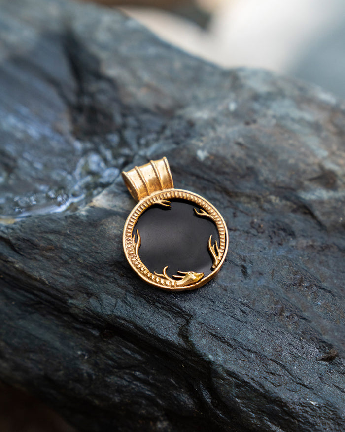 Dragon Fire Sign Charm - Black & Gold