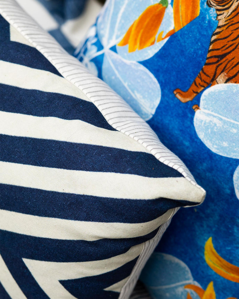Bhoomi Cushion Cover - Indigo & Ivory