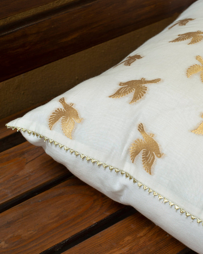 Palar Chidiya Cushion Cover - Ecru