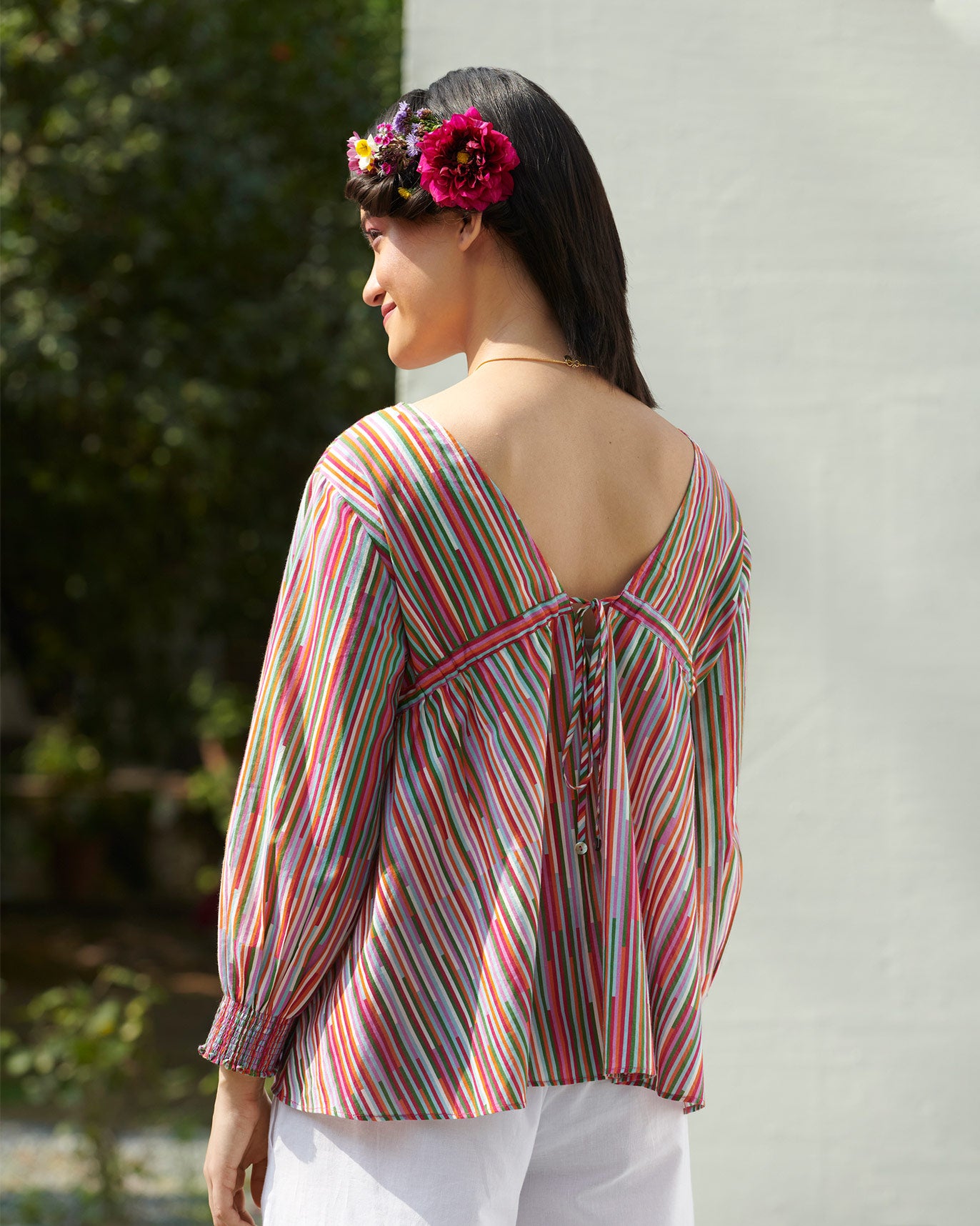 Smocked Sleeve Top - Multi Color
