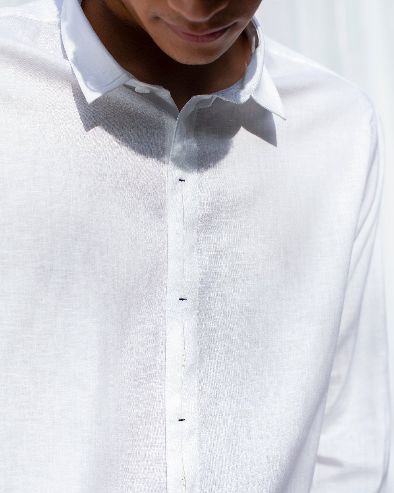 Pleated Placket Shirt - White