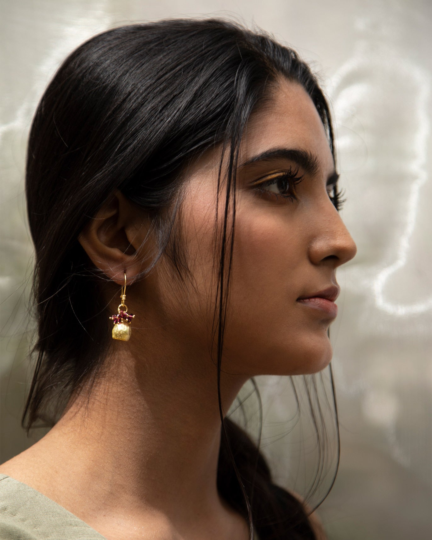 Poppy Drop Earring With Garnet