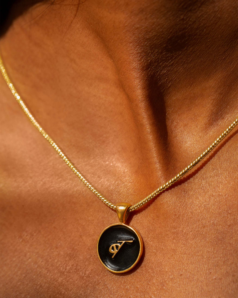 Alphabet B Charm- Black & Gold