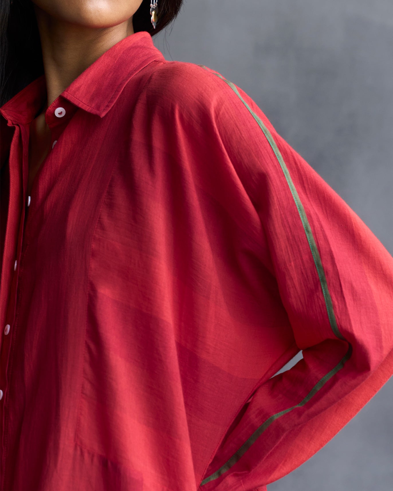Sugato Panelled Shirt - Red