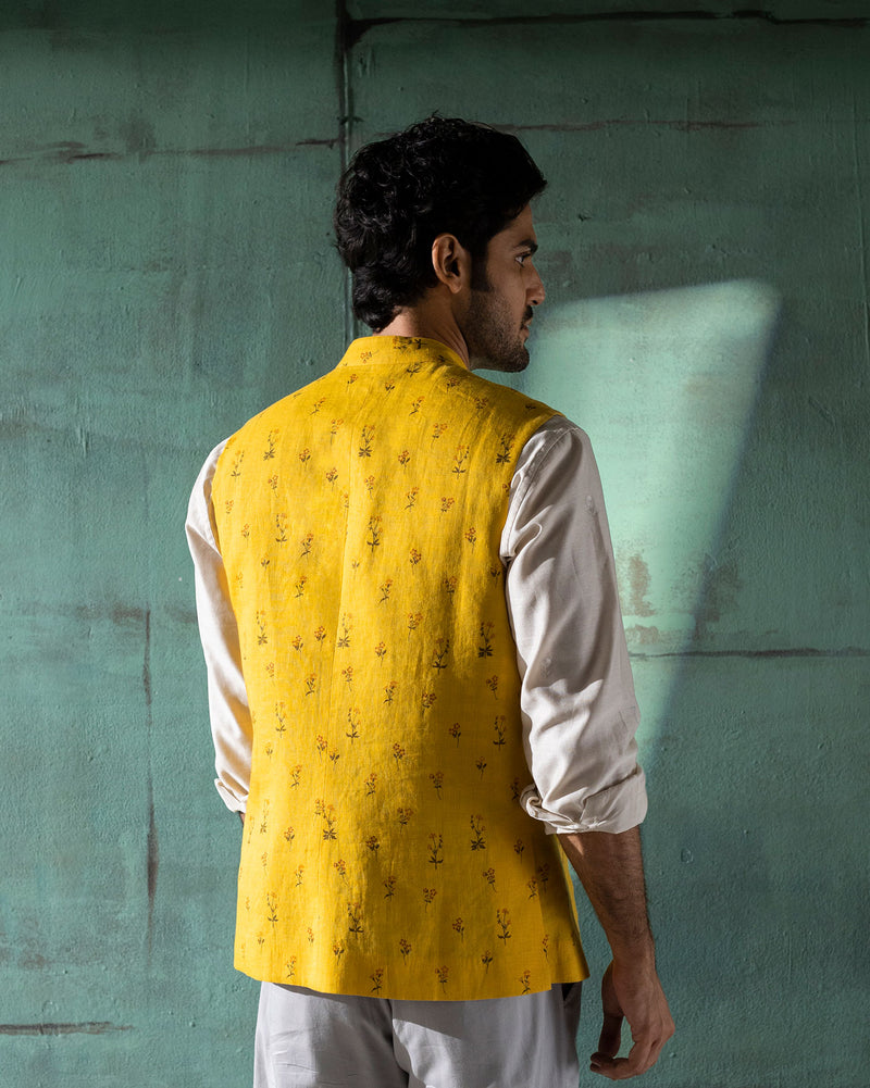 Jodhpur Nehru Jacket - Yellow