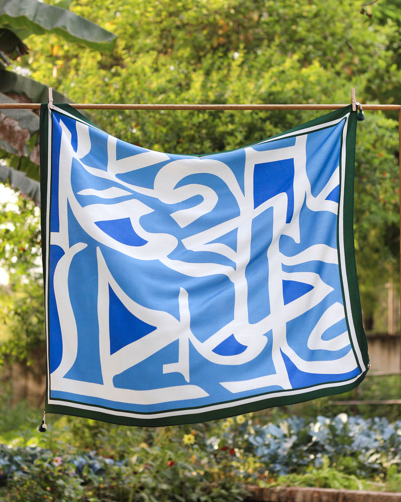 Calligraphy Scarf - Blue