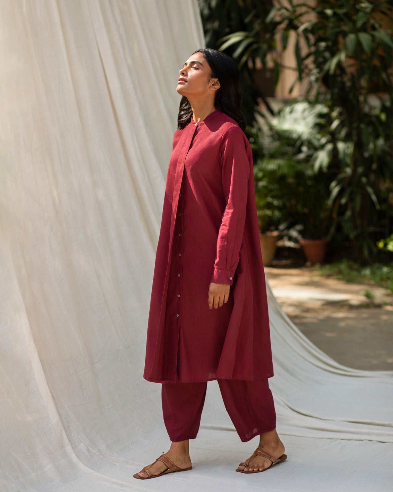 Box Pleat Kurta - Red