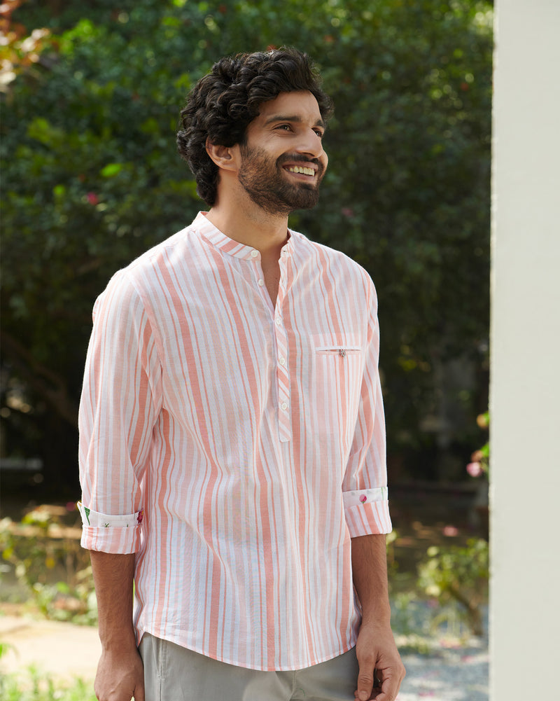 Pondicherry Shirt - Peach & White