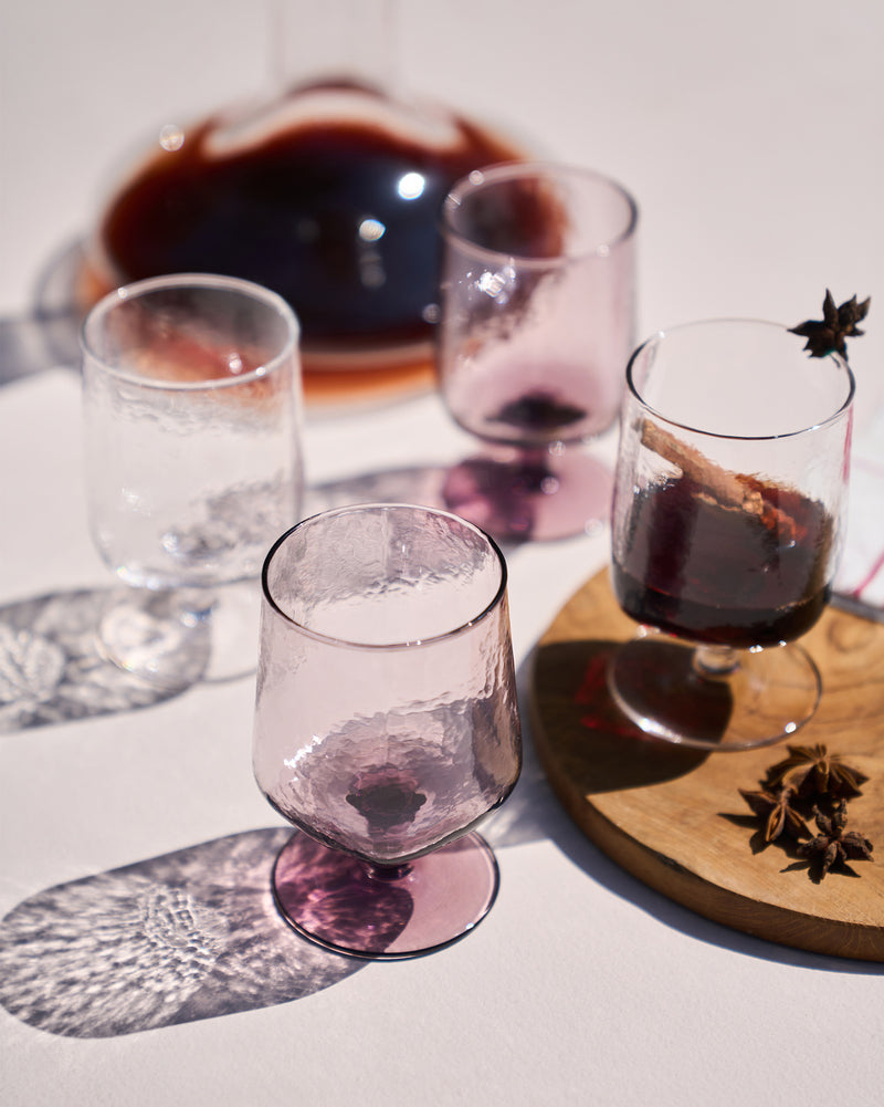 Marina Wine Goblet - Clear & Amethyst (Set of 4)