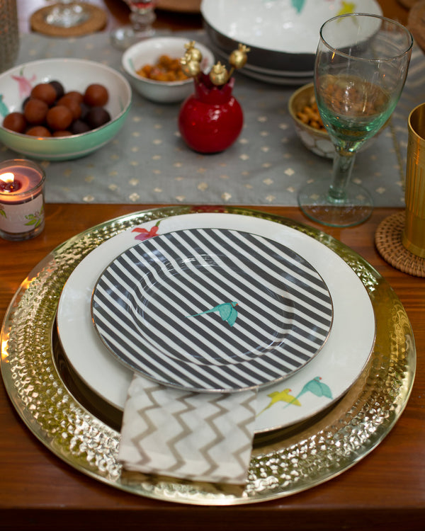The plate on a set table