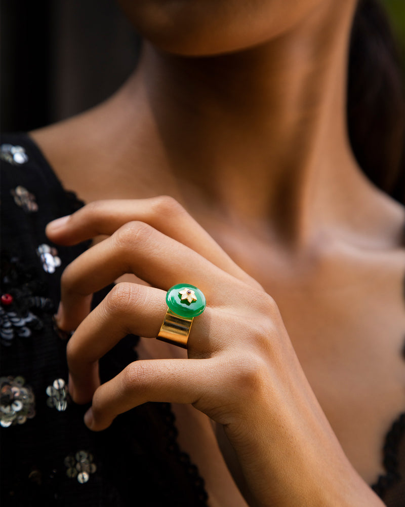 Aurora Onyx Ring - Green