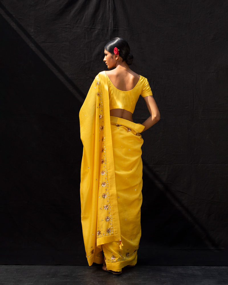 Galaxy Sari- Yellow & Gold