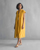 Yoma Drawstring Dress with Slip - Ochre