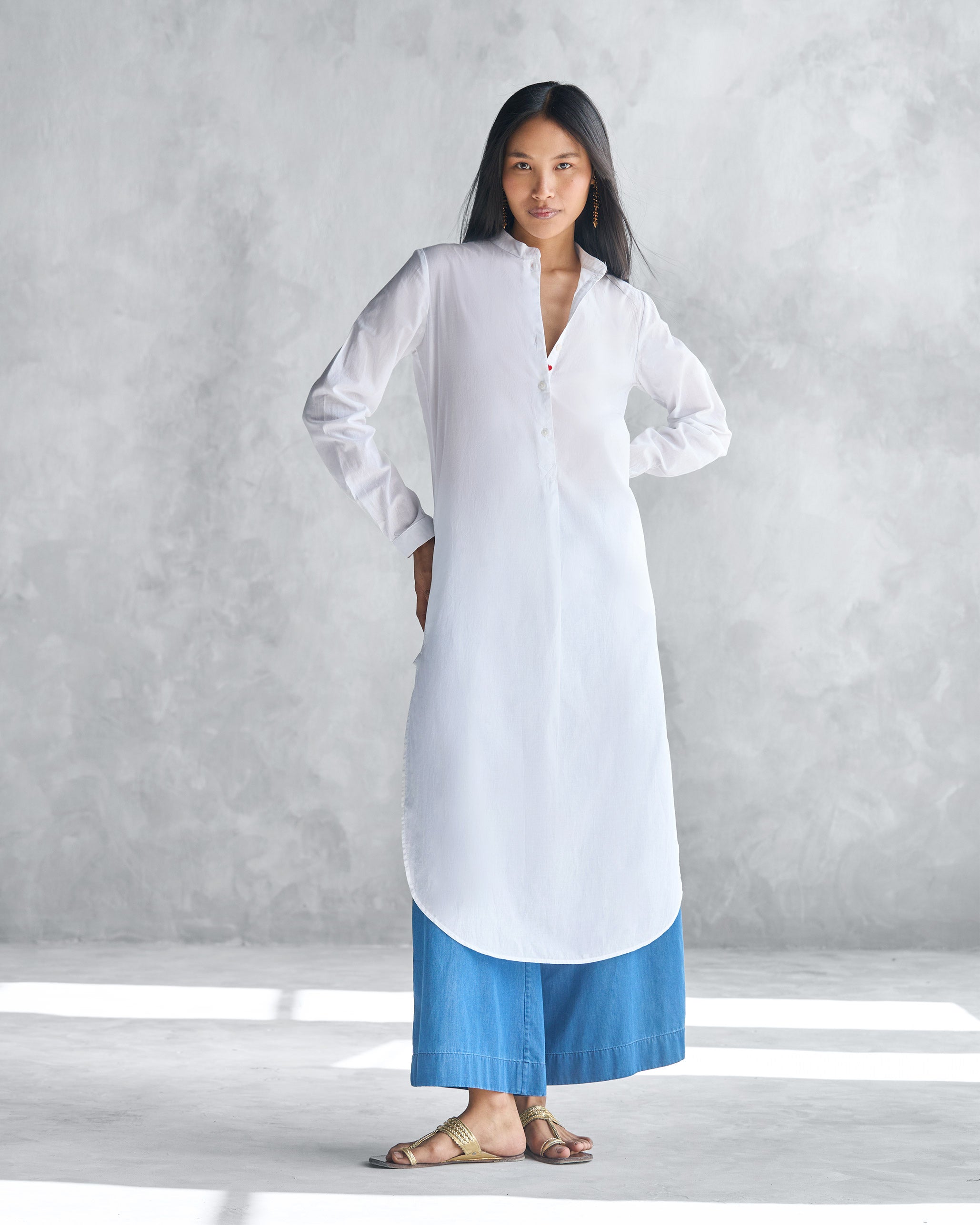 Basic Long Length Kurta - White